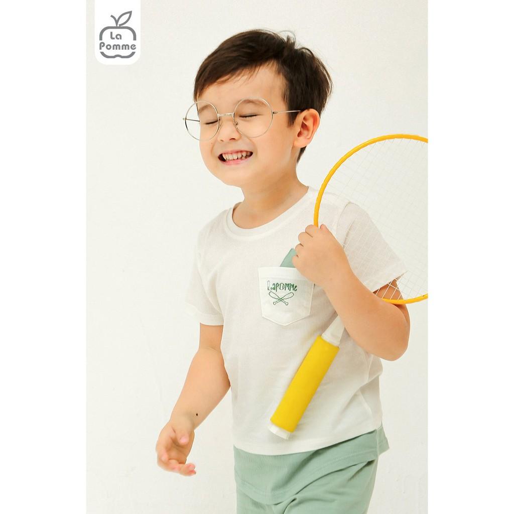 SS236 Bộ cộc tay La Pomme thêu túi Bóng chày cho bé 6 tháng - 5 tuổi