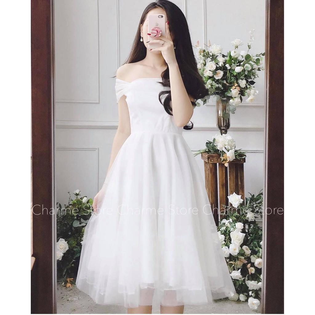 Đầm prom váy dự tiêc đi bàn màu hồng nhẹ nhàng