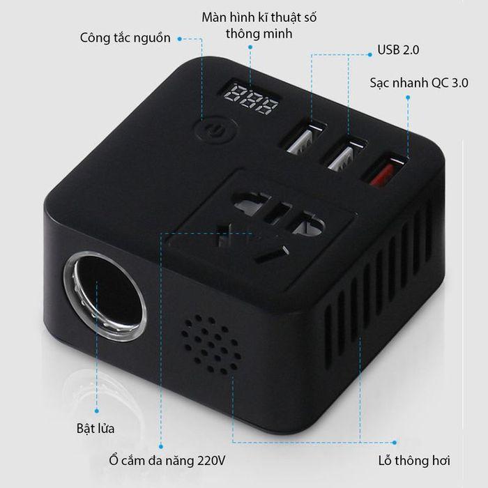 Bộ biến tần biến điện Ô Tô 12V/24V Sang 220V Ô Tô Đa Chức Năng ️ FREESHIP ️