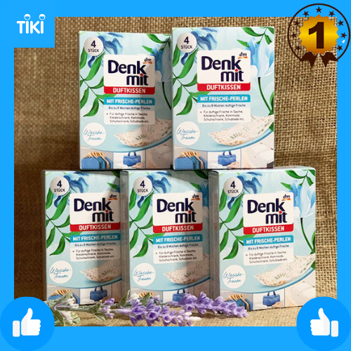 Set 4 gói túi thơm hương thiên nhiên DENKMIT, Textilerfrischer Duftkissen Wäsche-Traum, 4 St, Bỏ trong tủ quần áo tủ giày hay túi xách thơm đến 8 tuần trở lên