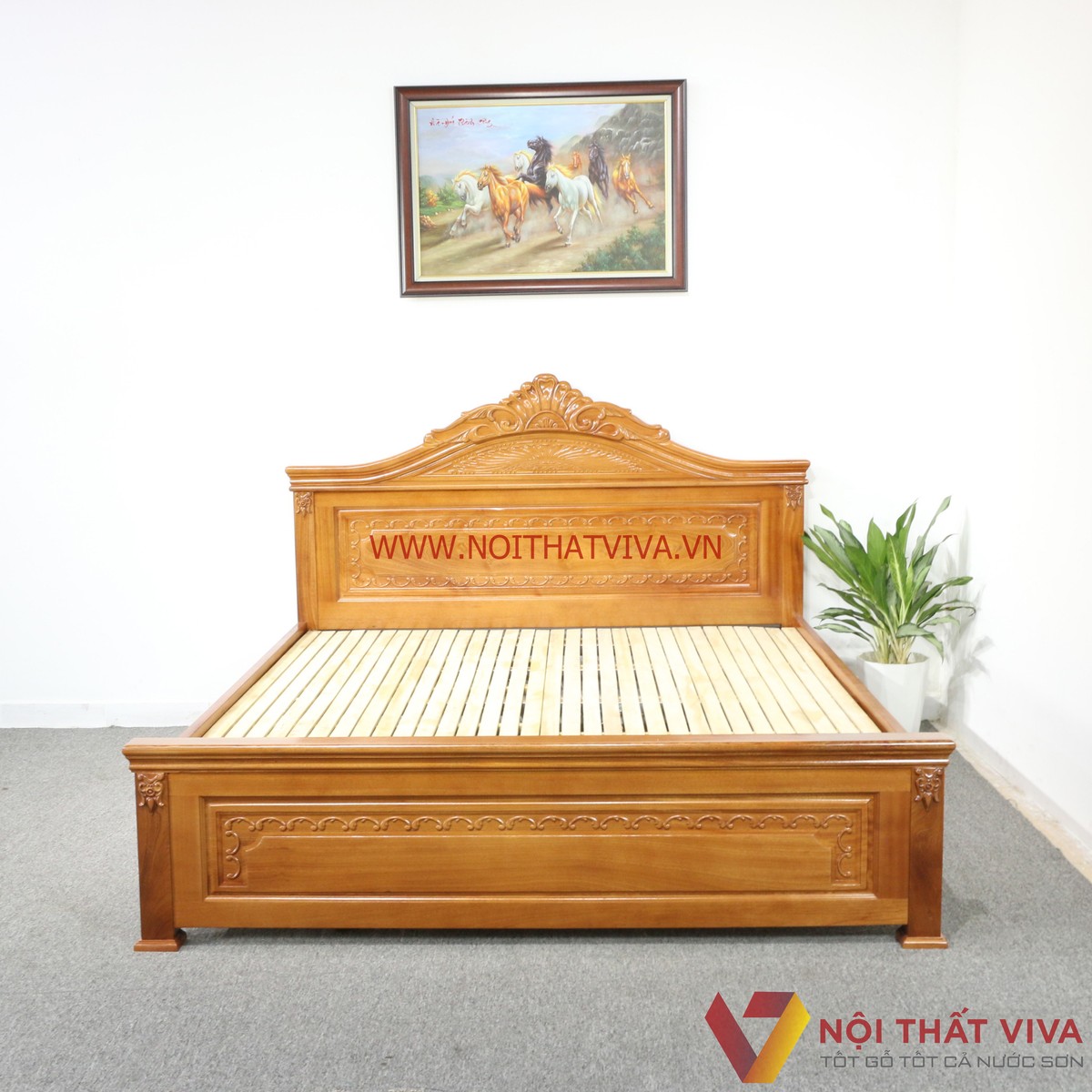 Giường Ngủ Gỗ Xoan Đào Tân Cổ Điển Chạm Sò Bền Đẹp Giá Rẻ