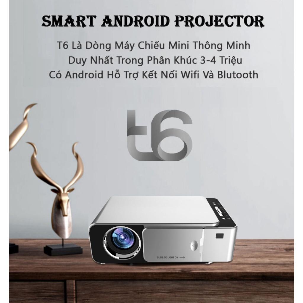 Máy Chiếu Mini T6 Hệ Điều Hành Android Kết Nối Wifi Ram 1G Rom 8Gb