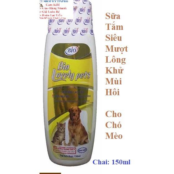 SỮA TẮM CHÓ MÈO Bio Lovely Pets mượt lông khử mùi hôi Chai 150ml Xuất xứ Việt Nam