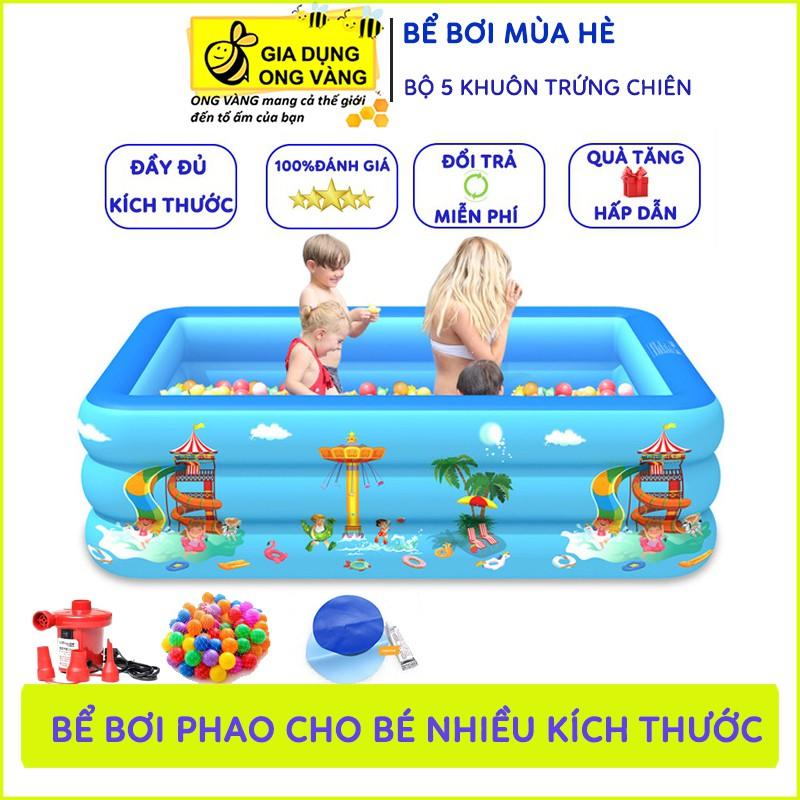 Bể Bơi Cho Bé, Bể Bơi Phao Cho Bé Bơm Hơi 3 Tầng Đầy Đủ Kích Thước Hàng Loại 1 Có Đáy Chống Trượt An Toàn