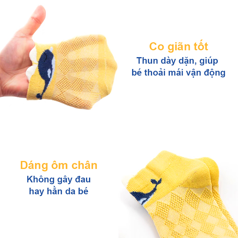 Tất cho bé gái và bé trai 0-3 tuổi thoáng khí Baby-S, Set 5 tất lưới cho bé hình thú ngộ nghĩnh nhiều màu sắc xinh xắn – ST022