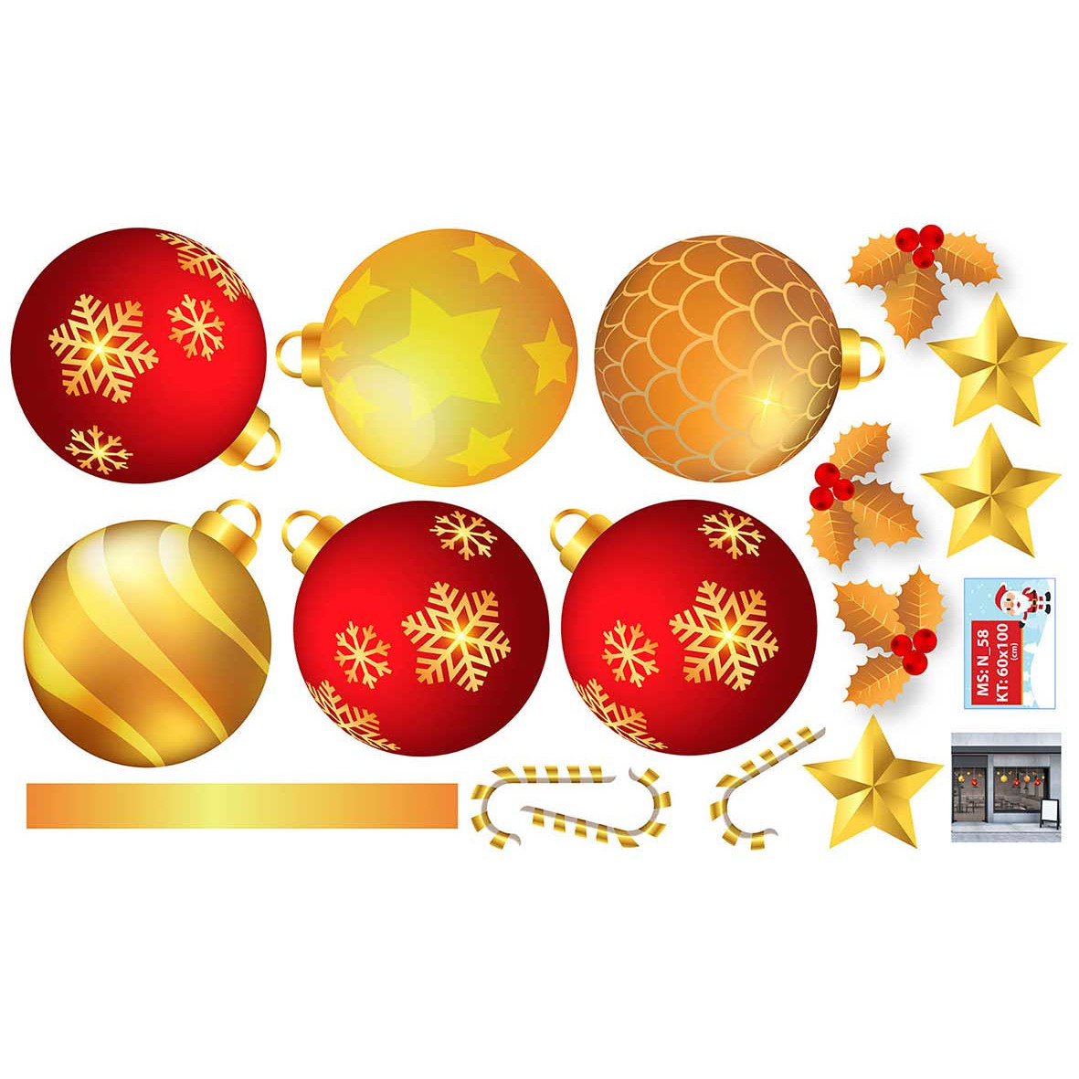 Decal trang trí giáng sinh combo số 15