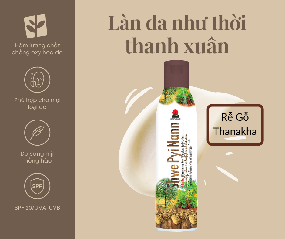 SỮA DƯỠNG THỂ CHỐNG LÃO HOÁ WHITENING SHINMATAUNG ROOT THANAKHA BODY LOTION