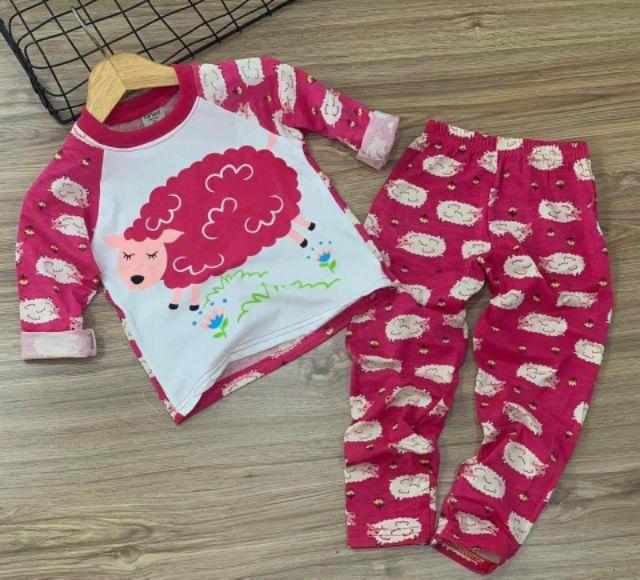 Bộ tay dài bé gái họa tiết xinh xắn