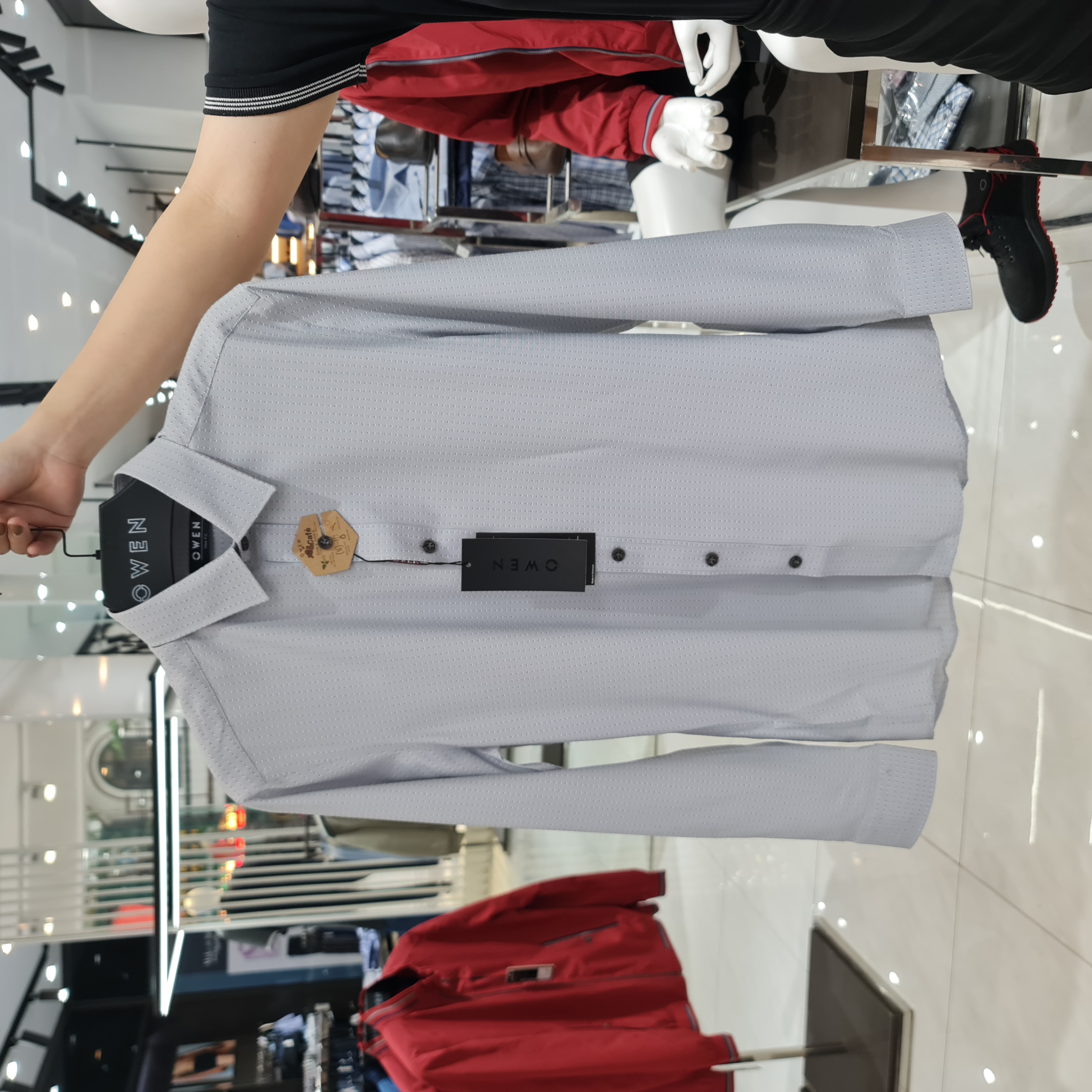 OWEN - Áo sơ mi nam dài tay dáng SLIMFIT sợi Cafe - Mã AS23330D