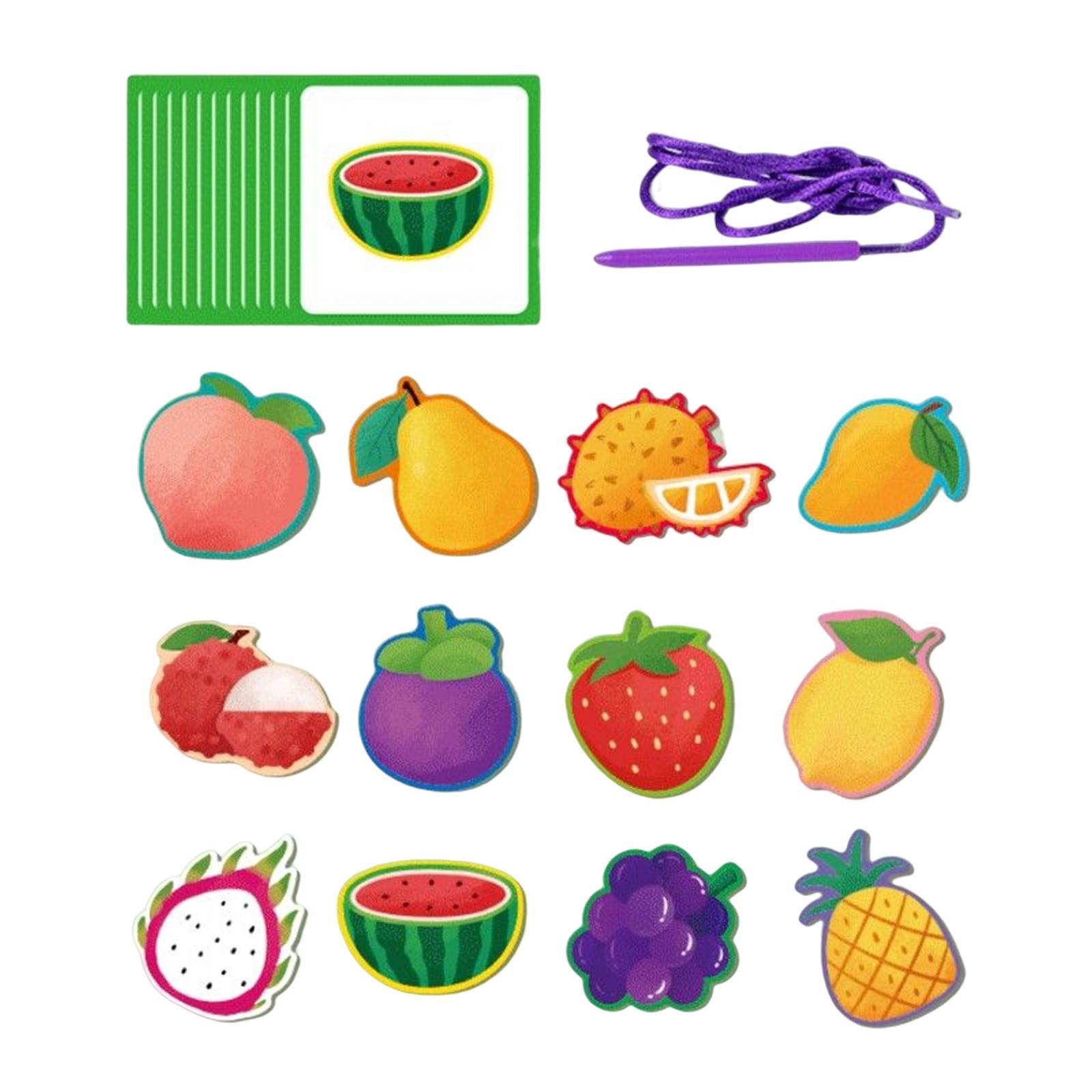 Wooden Threading Beads Toy Sorting Blocks Matching Game for Nursery Travel