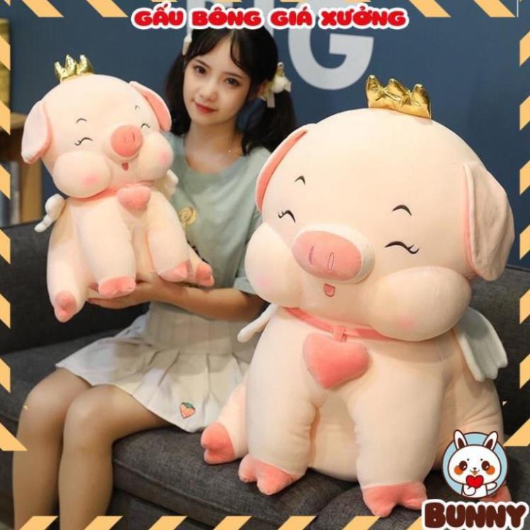 Thú Bông Heo Ngồi, Lợn Bông Heo Ngồi Đội Vương Miện 38cm/45cm/55cm Siêu Dễ Thương Mềm Êm Mịn