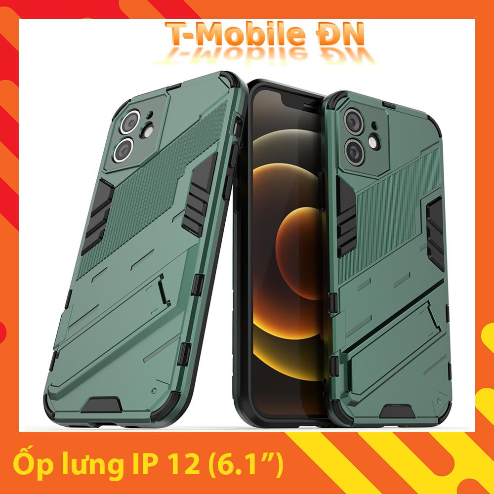 Ốp lưng cho iPhone 12, Ốp chống sốc Iron Man PUNK cao cấp kèm giá đỡ cho iPhone 12