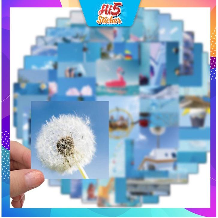 Sticker Hình Dán Trang Trí Phong Cảnh Ngộ Nghĩnh Tone Màu Xanh ms#215