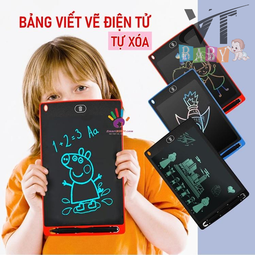 Bảng Viết LCD Tự Xóa Thông Minh Cao Cấp Cho Bé (Đơn Sắc, Đa Sắc - 8.5 Inch)