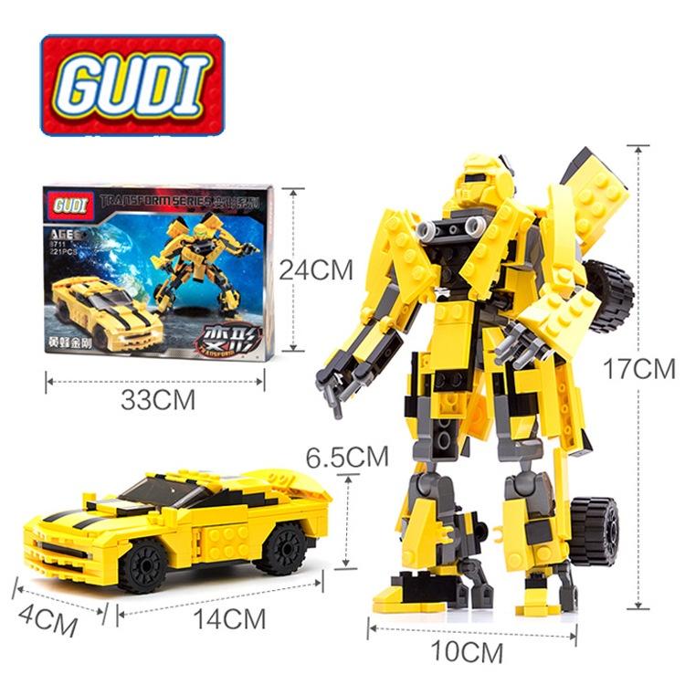 GUDI 8711 - Robot biến hình bumblebee biến hình 2 trong 1 - Robot Tranfomer lắp ráp, xếp hình