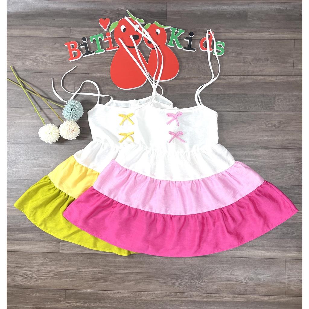 Váy trẻ em, đầm bé gái 2 dây thiết kế cao cấp 3 màu size từ 0-8 tuổi
