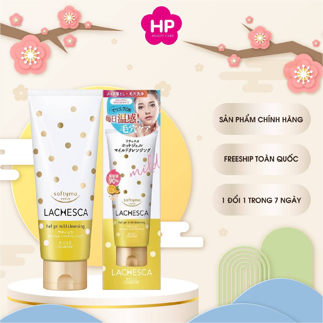 Gel Tẩy Trang Nóng Làm Sạch Sâu Và Dưỡng Trắng Da Kose Softymo Lachesca Hot Gel Mild Cleansing (200G)