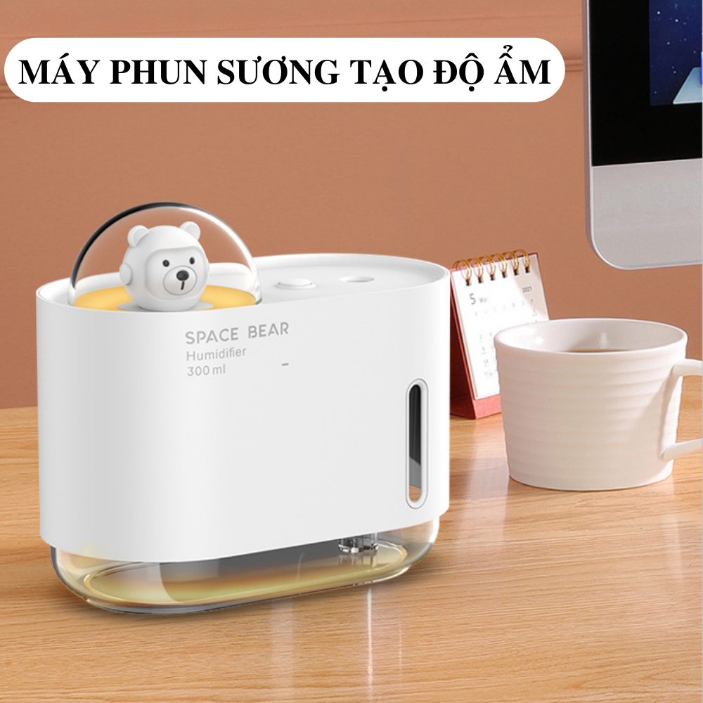 Máy Phun Sương, Máy Tạo Độ Ẩm Mini Hình Mèo CTFAST-01 Dung Tích 300 ML, Cấp Ẩm Cho Da, Phòng Điều Hòa, Khuếch Tán Tinh Dầu, Hoạt Động Êm Ái Ánh Sáng Thay Thế Đèn Ngủ - Hàng Chính Hãng