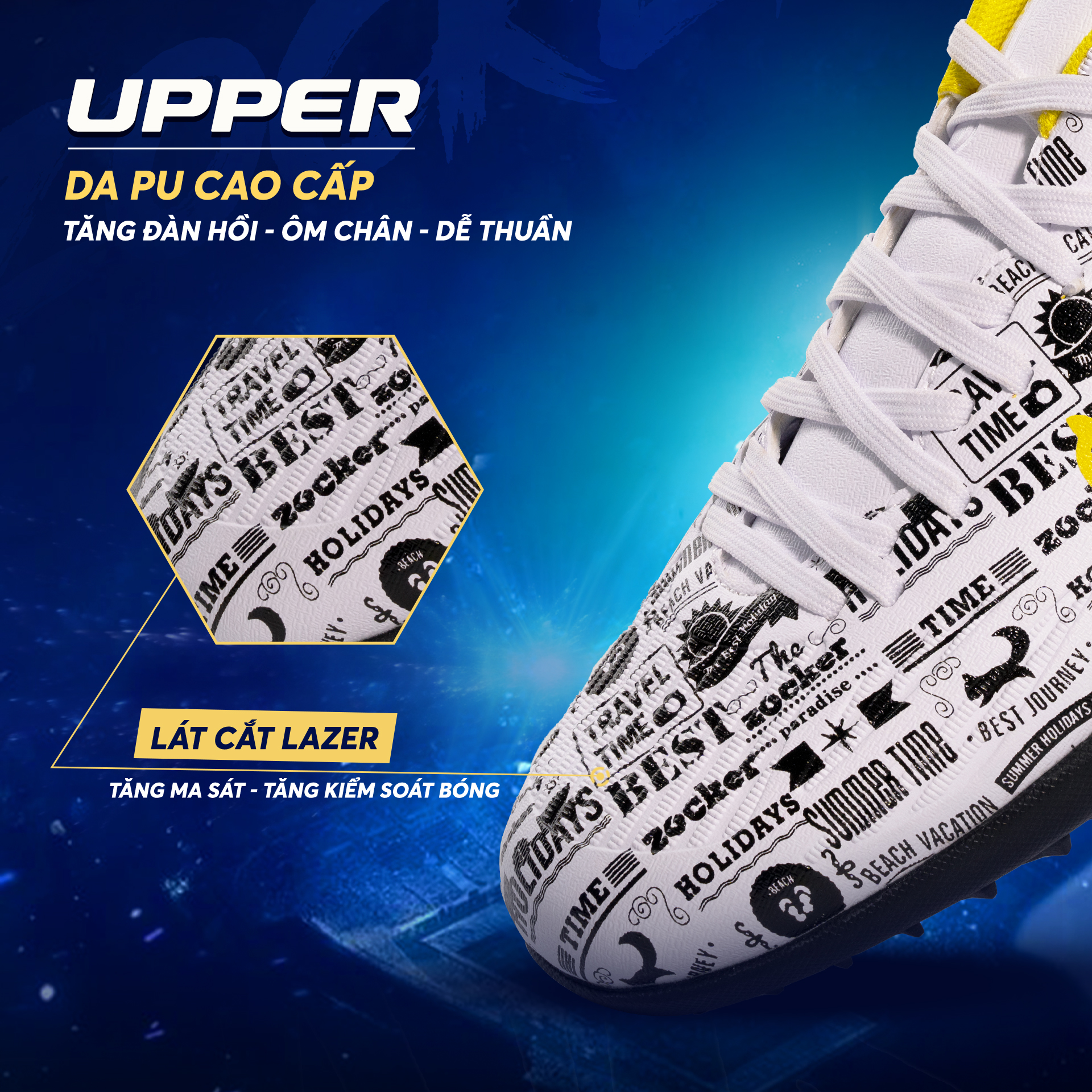 Giày Bóng Đá Sân Cỏ Nhân Tạo Zocker Winner E Màu Trắng, Giày Đá Banh Ôm Chân Lưỡi Gà Liền Tặng Kèm Tất