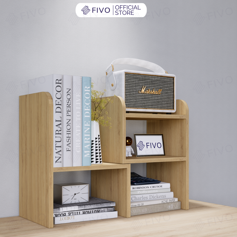 Kệ Sách Gỗ Mini Để Bàn Đa Năng FIVO FB23 Bo Góc An Toàn, Dễ Dàng Lắp Ráp, Trang Trí Góc Học Tập Và Làm Việc