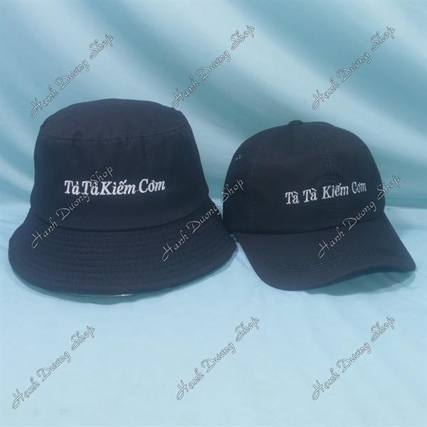 Set Nón Cặp Bucket & Cap Tà Tà Kiếm Cơm (KCT01); (KKC01) - Đen