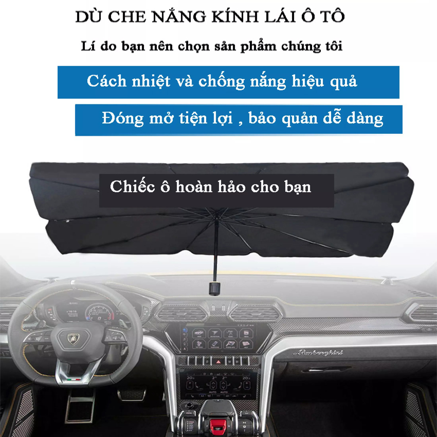 Ô Che Nắng Kính Lái Ôtô 2 trong 1, Ô Che Nắng Kiêm Chắn Kính Lái Ôtô, Dù Che Kính Lai Xe Hơi, Chống Tia UV, Bảo Vệ Nội Thất Ôtô, Xe Hơi