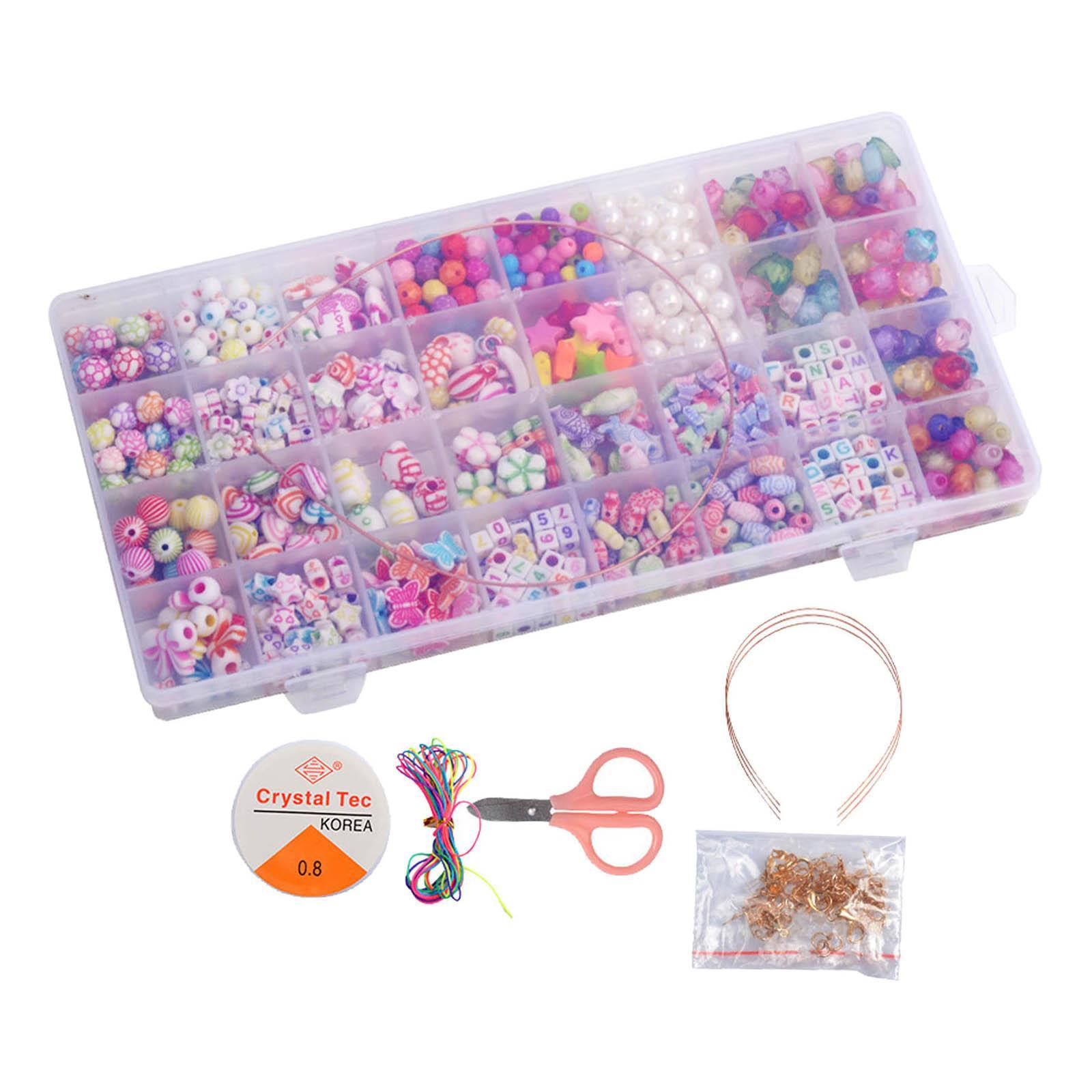 Acrylic Seed Beads Kit, Colorful Beading Supplies Number Beads Mini Pony Beads Kit for Bracelet Beads DIY Jewelry Making Birthday Beading