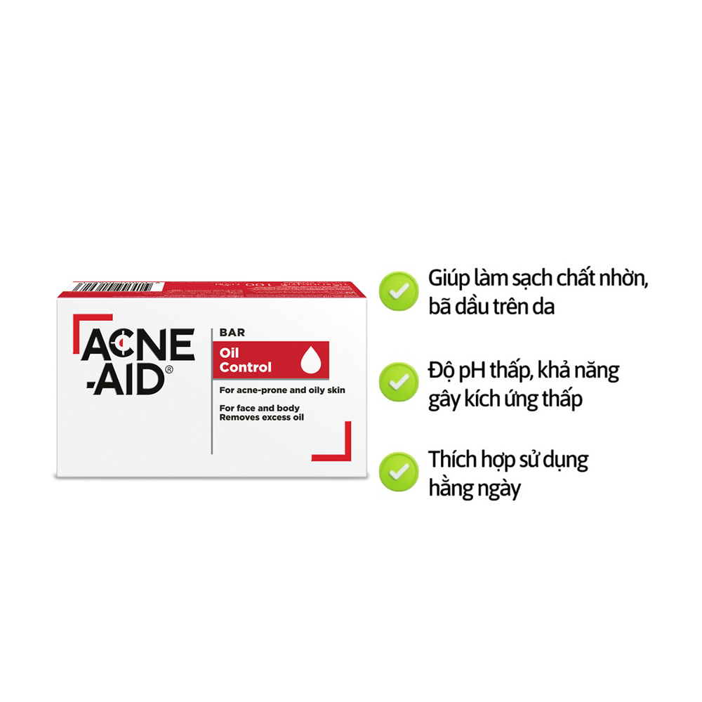 Xà phòng rửa mặt, tắm hỗ trợ ngăn ngừa mụn trứng cá Acne-Aid Bar (Hộp 100g)