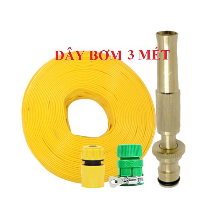 Bộ dây vòi xịt bơm nước tưới rửa , tăng áp 3 lần, loại 3m, 5m 206587 cút sập,nối nhựa vàng+ đai