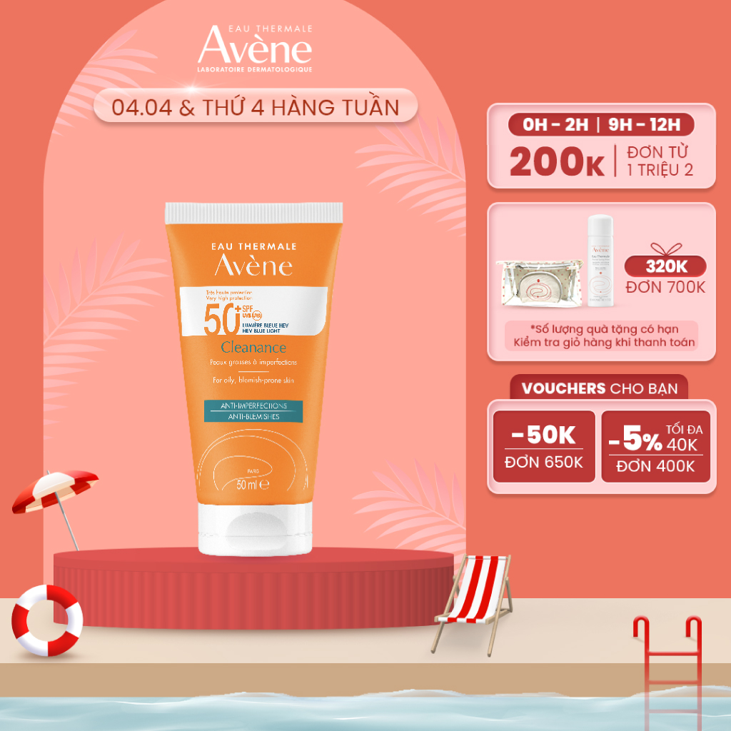 Sữa chống nắng quang phổ rộng cho da dầu mụn AVÈNE CLEANANCE PROTECT 50+ 50ml BLUE LIGHT