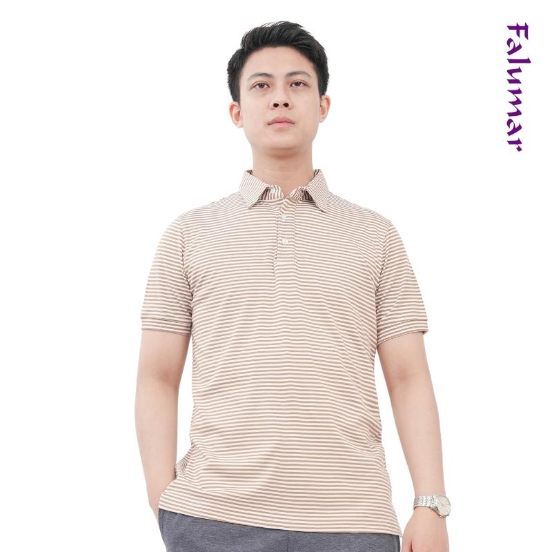 Áo polo nam Falumar cổ bẻ kẻ ngang chất vải cotton cao cấp mềm mại thoáng mát