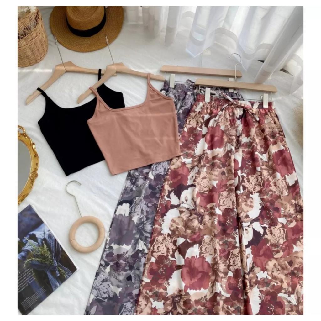 Áo Croptop mix Quần hoạ tiết ống suông Cực chất