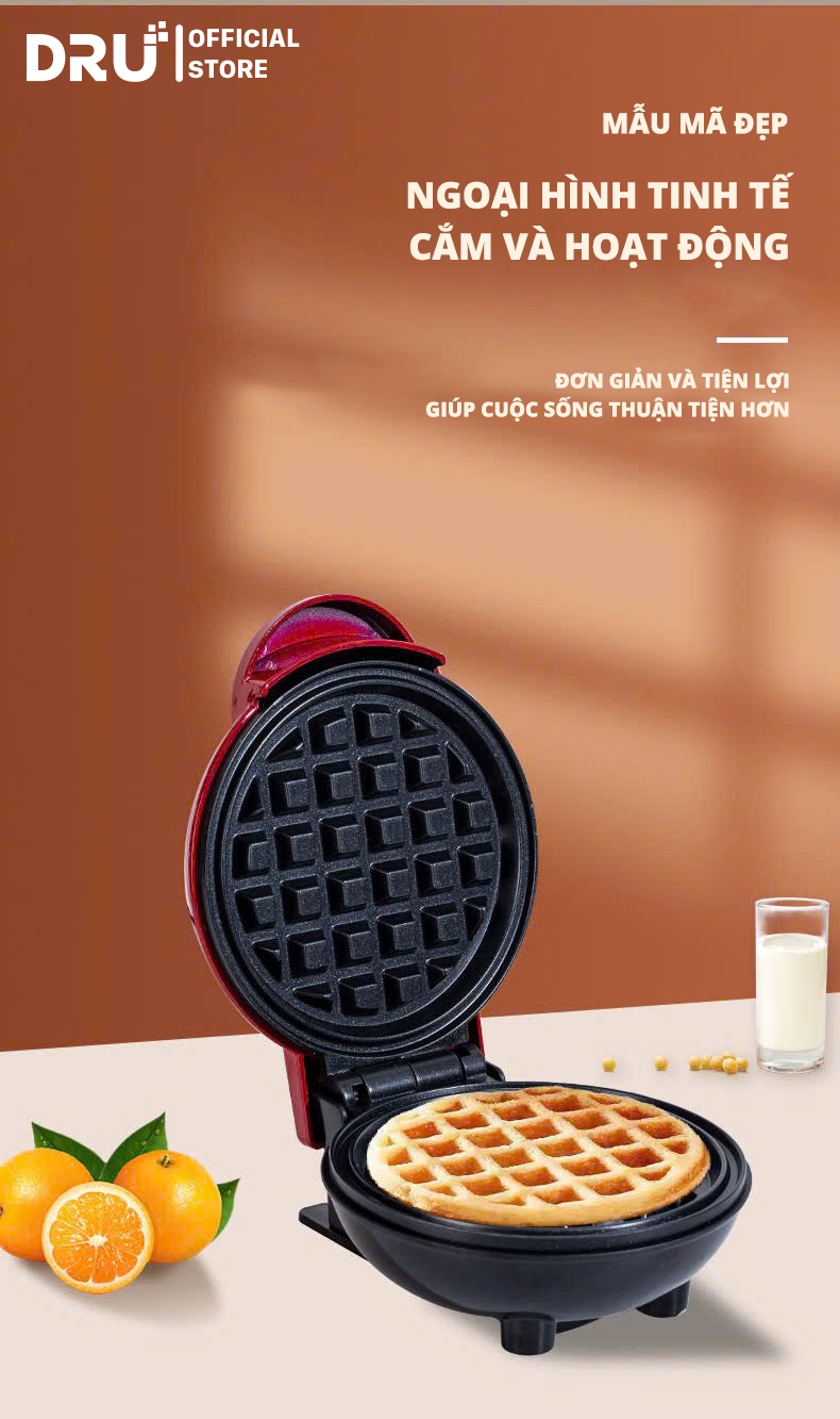 Máy Nướng Bánh Máy Làm Bánh Kẹp Máy Làm Bánh Quế Bánh Tổ Ong / Máy làm bánh waffle/ Hàng Chính Hãng DRU