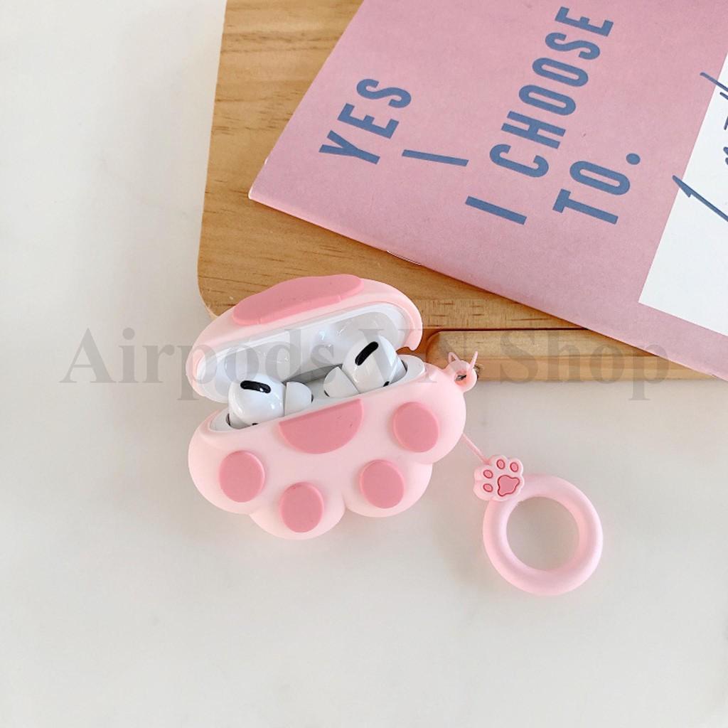 Ốp dành cho Airpods Pro chân cún hồng kute silicon 3D cao cấp