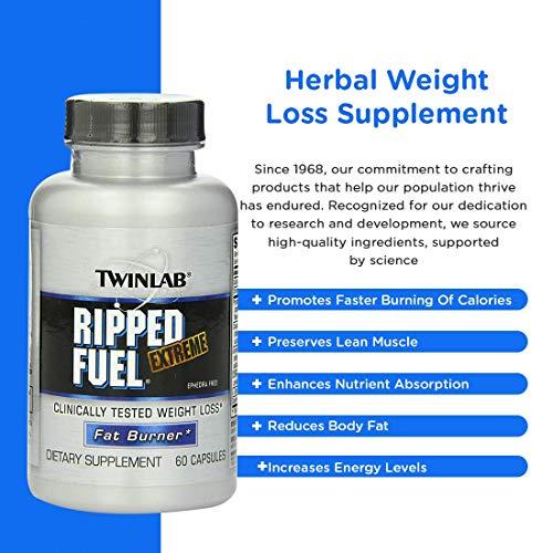 Twinlab Ripped Fuel 60 Capsules | Dietary Supplement for Weight Loss, Enhance Lean Muscle Mass.