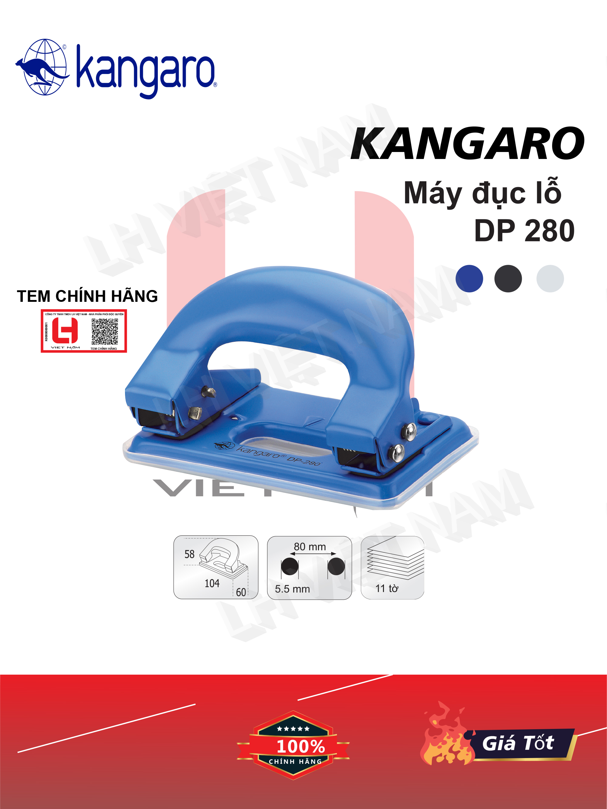 Dụng cụ bấm lỗ Kangaro DP-280