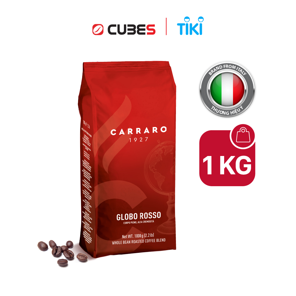 Cà phê hạt Carraro Globo Rosso Vị đậm đà từ quả phỉ và vị sô cô la dịu nhẹ - Hàng nhập khẩu từ Ý