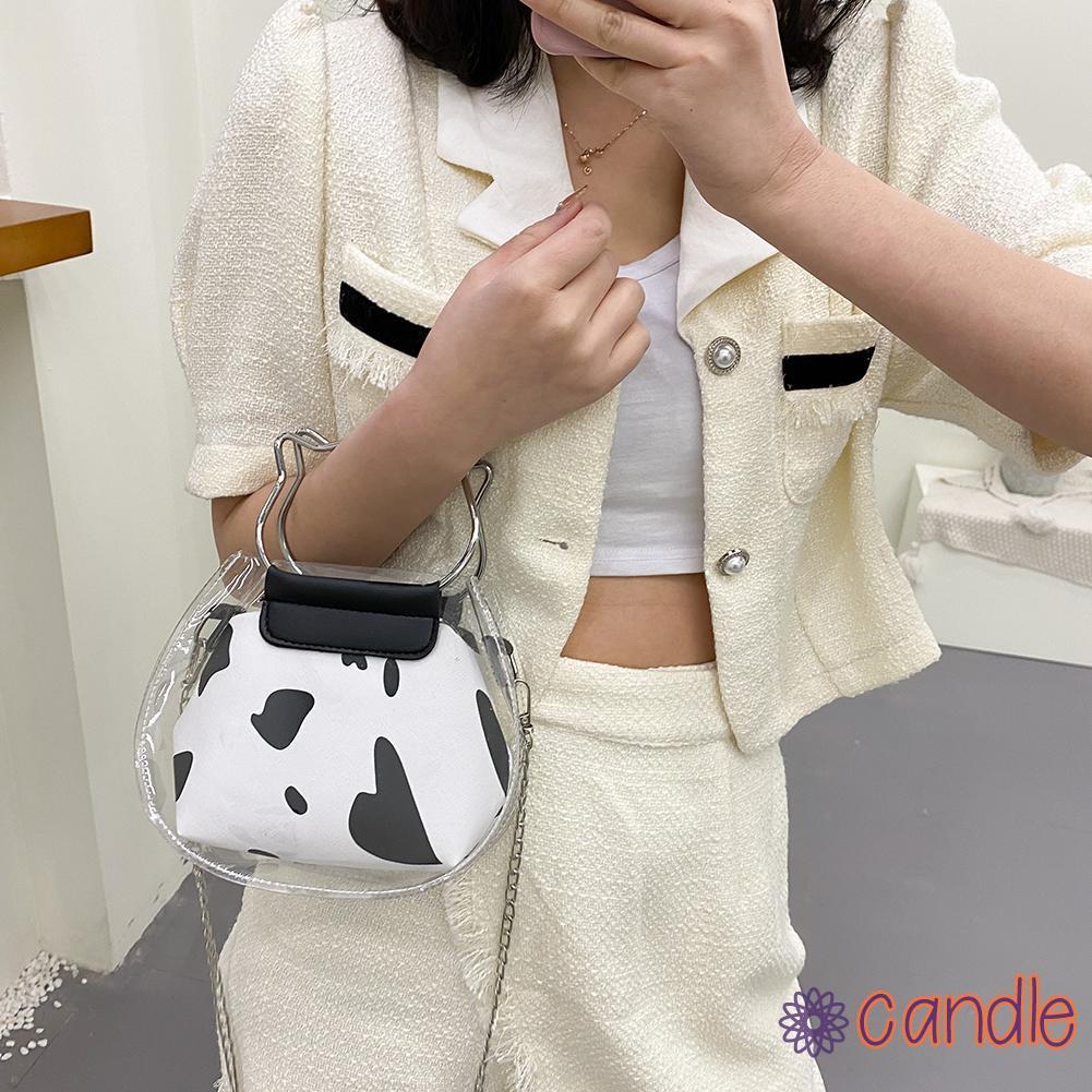 Túi Đeo Chéo Trong Suốt Họa Tiết Bò Sữa Thời Trang