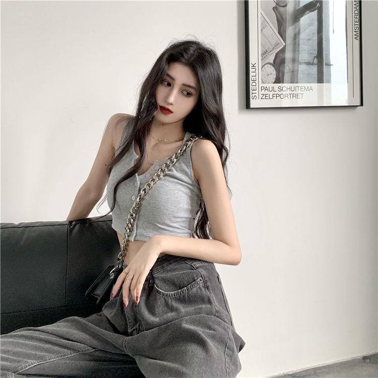 Áo Croptop Nữ 3 Lỗ Khuy Ngưc Dáng Ôm Trơn
