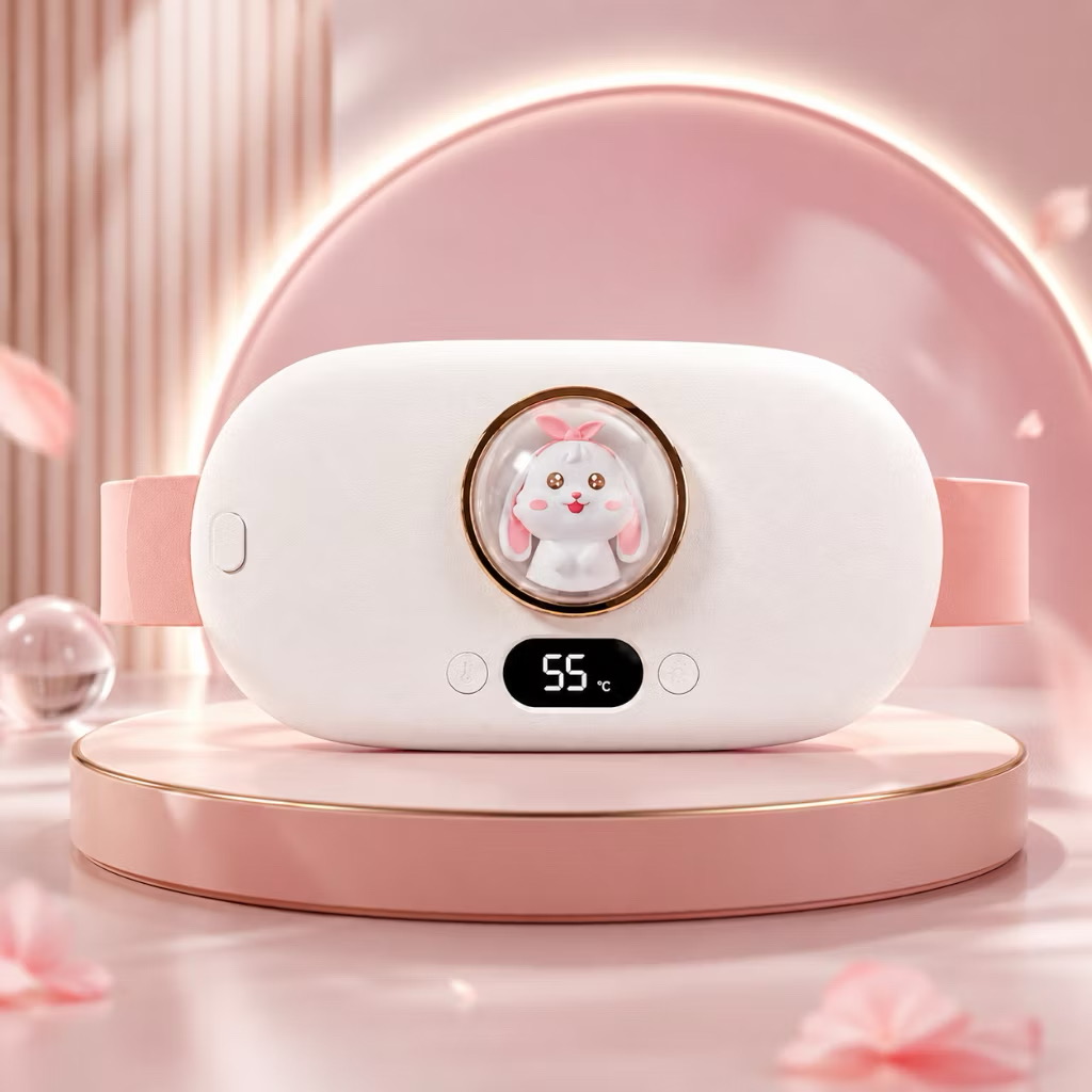 ￼Đai Massage Chườm Nóng Bụng Kinh FANHOME , Đai Sưởi Ấm Bụng Kinh 5 Chế Độ Rung, 5 Mức Nhiệt Giảm Đau Bụng Kinh