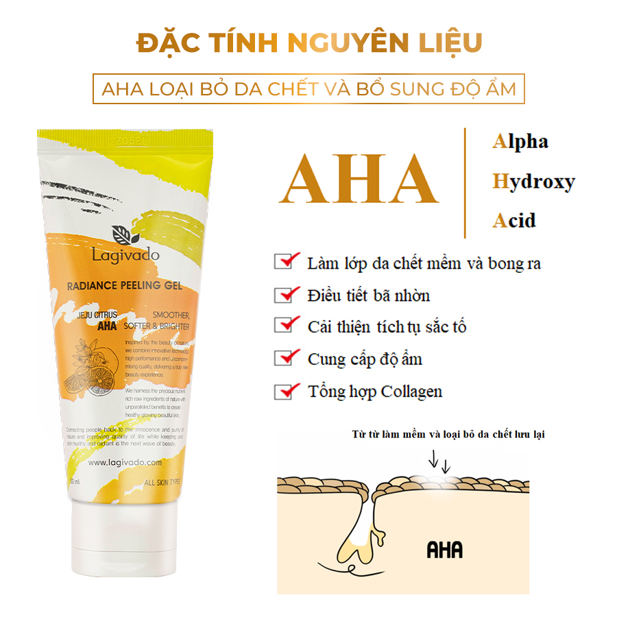 Bộ đôi Kem chống nắng Hàn Quốc Lagivado Multi-Protection 30 g và tẩy tế bào da chết Radiance Peeling 50 ml