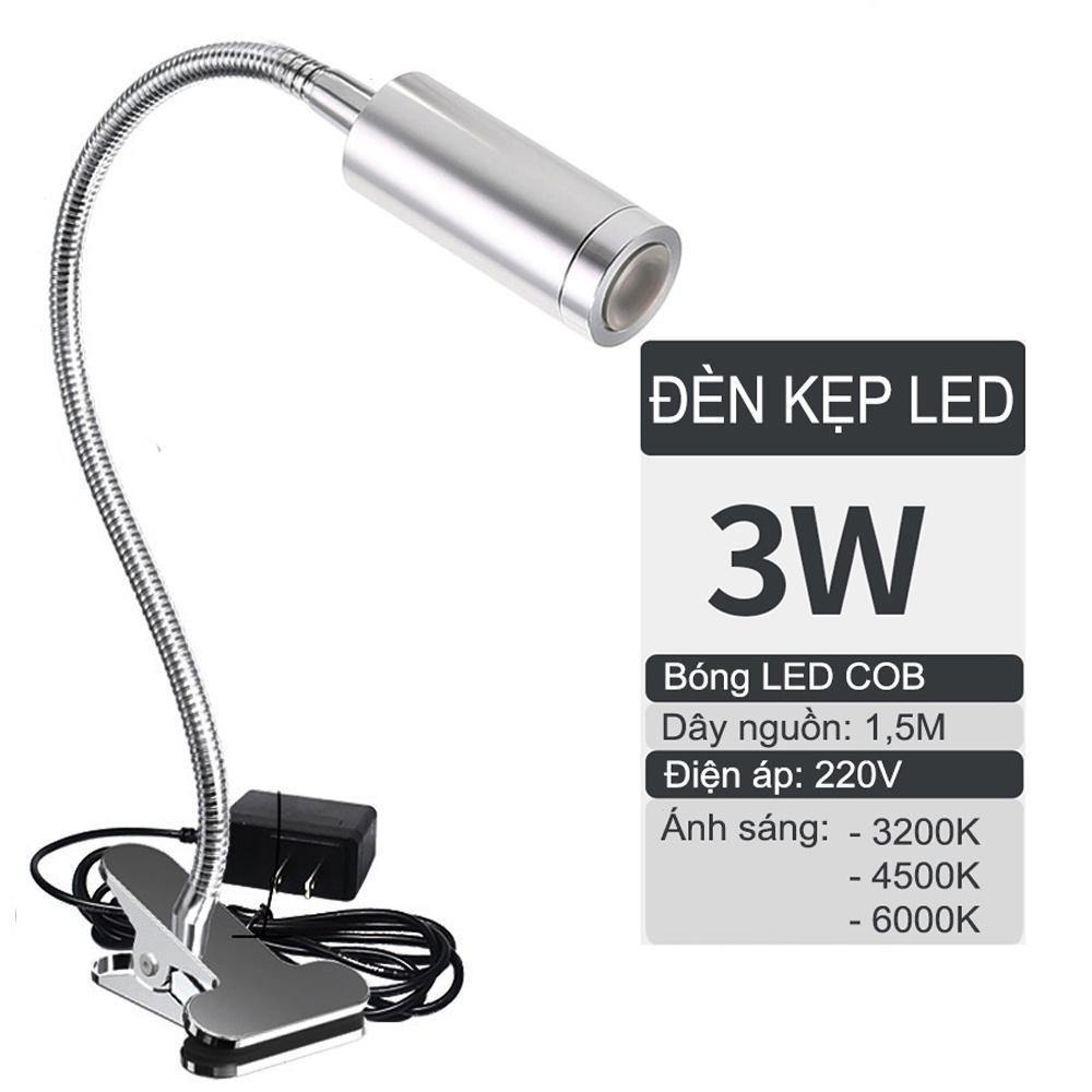 Đèn đọc sách kẹp đầu giường Led 3W, Loại ánh sáng chiếu rọi, Nguồn USB 5V