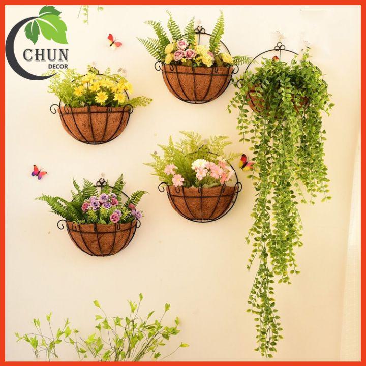 Giỏ Hoa Treo Tường Hoa Trang Trí Nhà Cửa Ban Công Lối Đi Sân Vườn Tặng Móc Treo