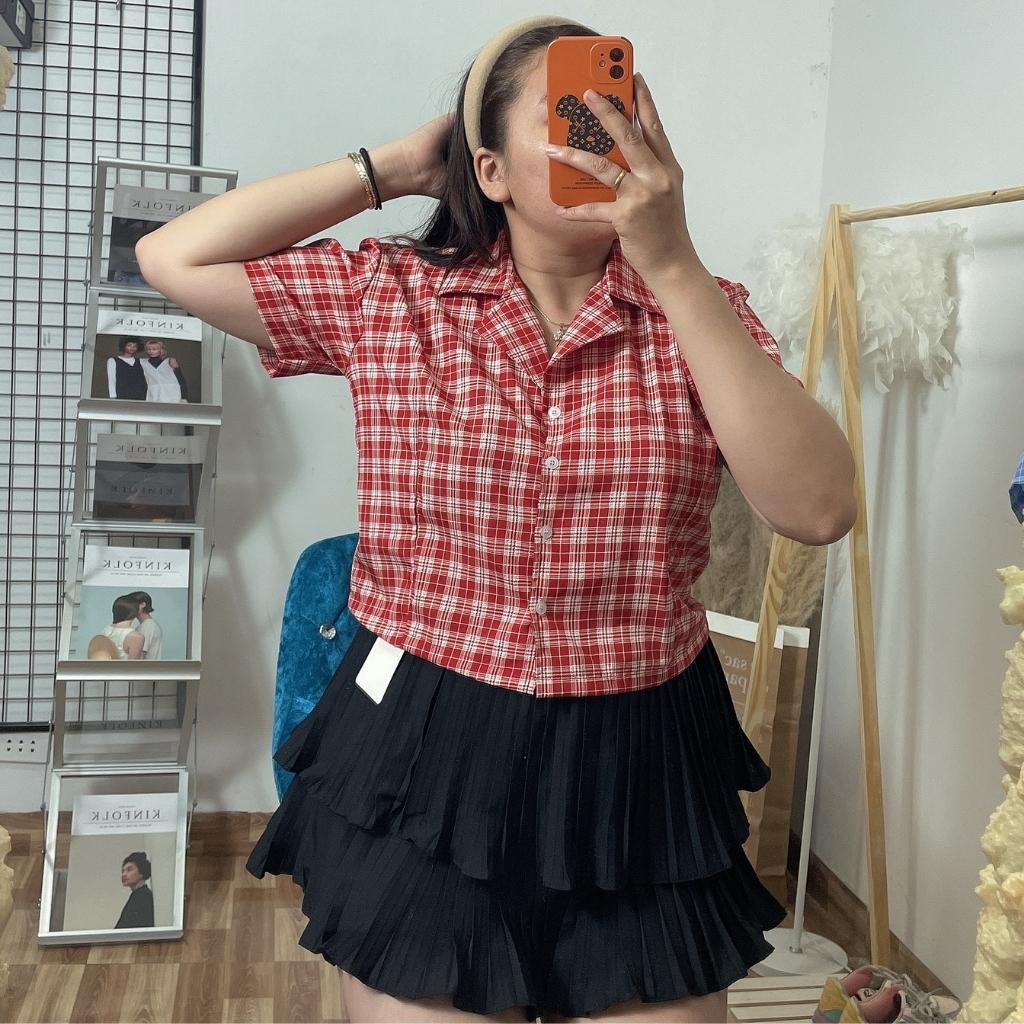 Áo sơ mi caro bigsize nữ dáng croptop từ 58-95kg AK1