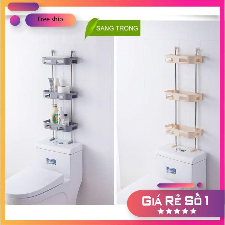 Kệ 3 tầng khung inox gắn trên nắp bồn cầu, trong phòng tắm, trong bếp đa năng