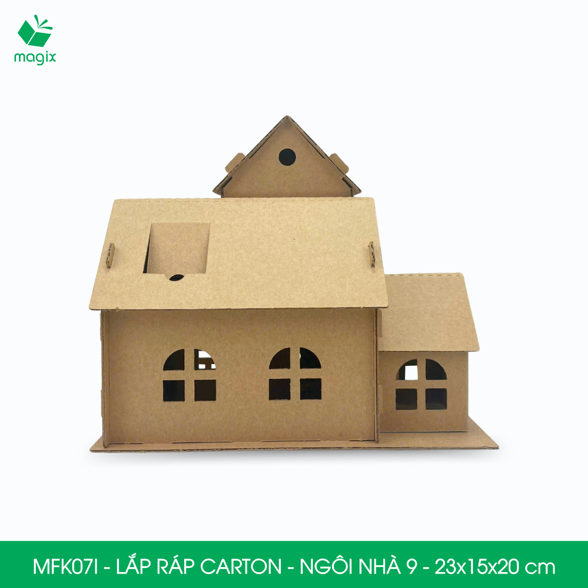 MFK07I - 23x15x20 cm - Mô hình ngôi nhà lắp ráp từ bìa carton cao cấp, nhà giấy carton mini sáng tạo