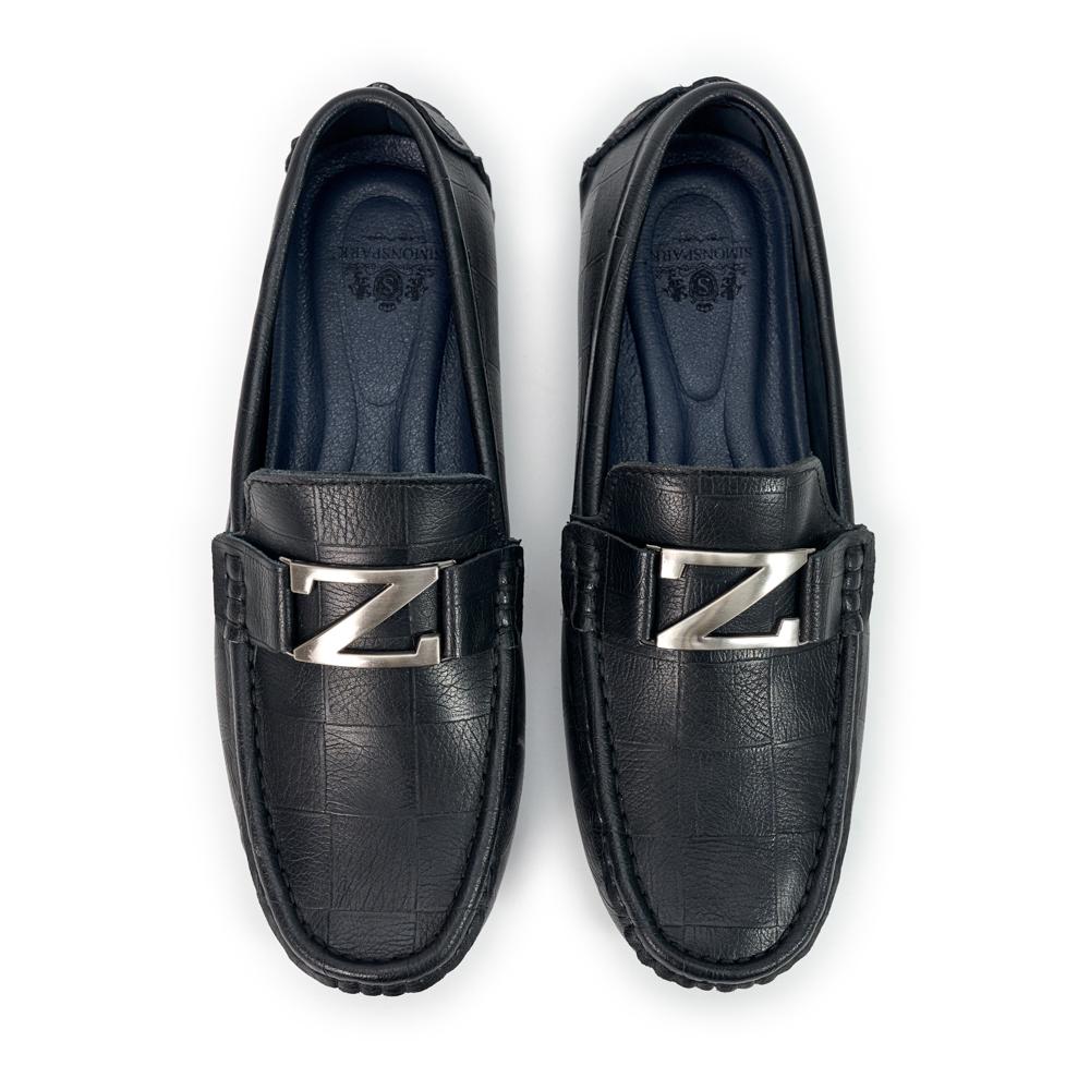 Giày lười nam da bò cao cấp màu đen 11658