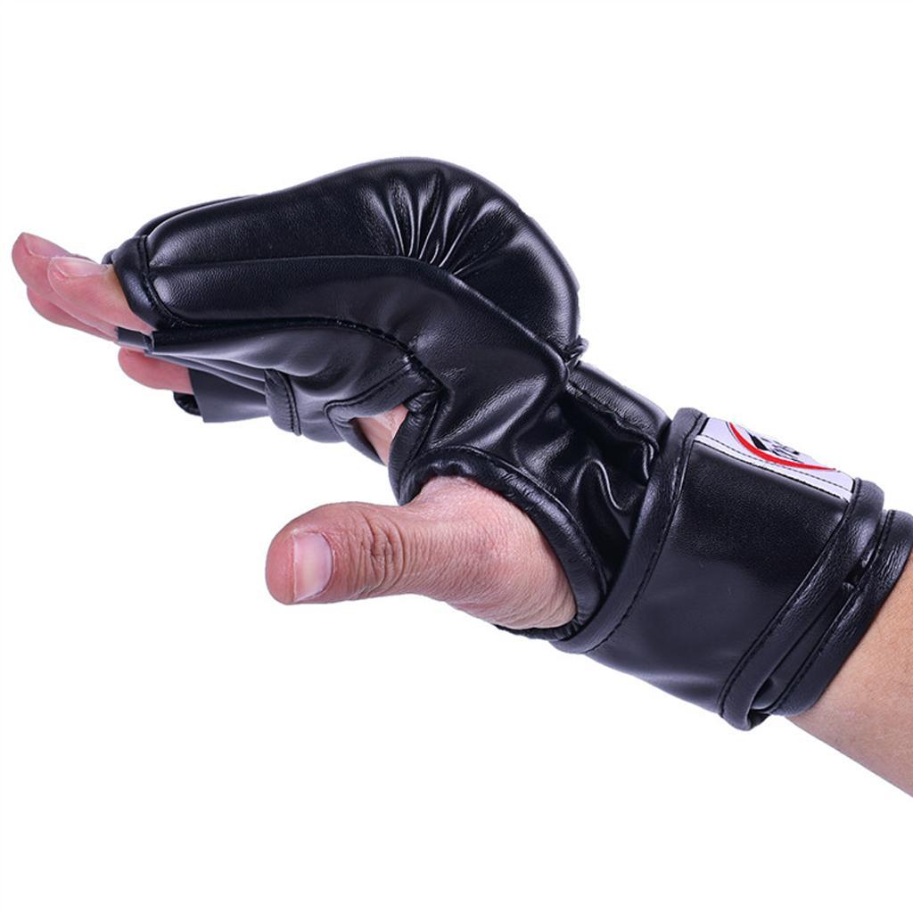 Boxing Training Gloves Taekwondo MMA Punching Martial Half Finger Mitts Black