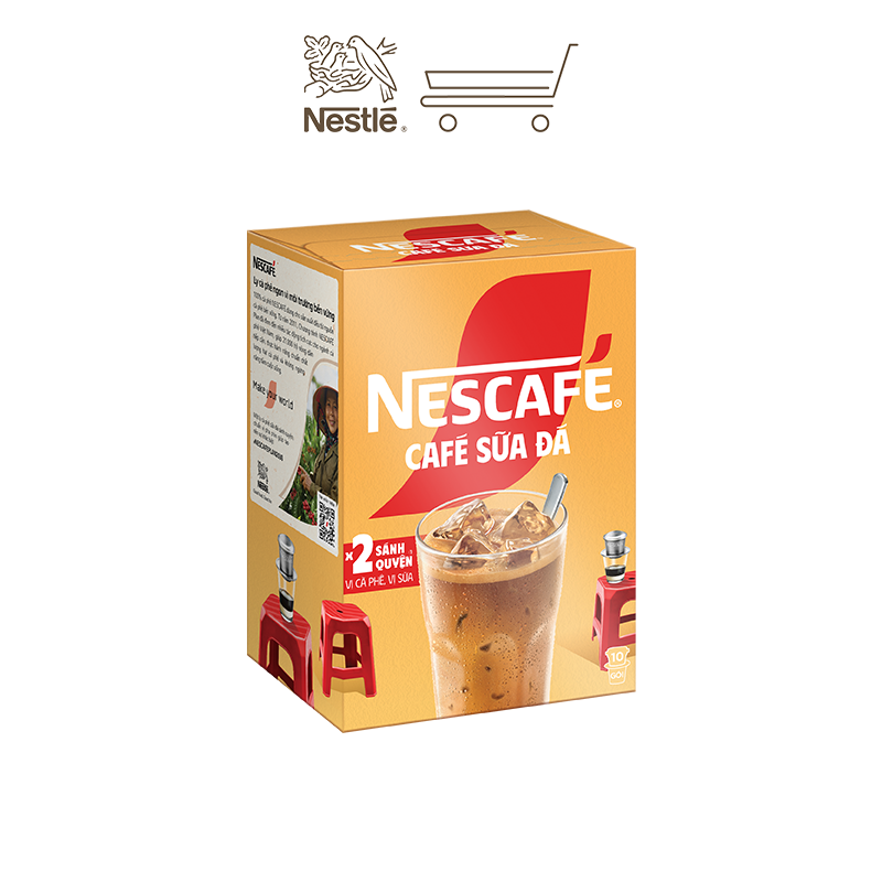 [Tặng Bộ 4 ly thủy tinh Nescafe] Combo 4 Hộp Cà Phê Sữa NESCAFE - Hộp 10 gói