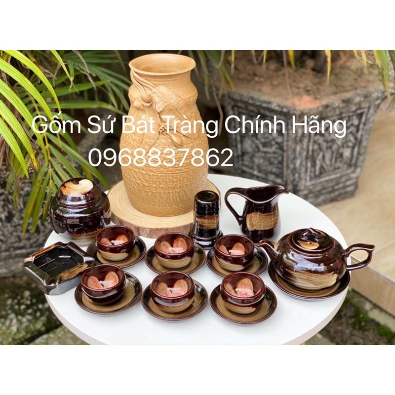 bộ ấm chén men hoả biến nở hoa